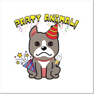 Party Animal - grey Dog Posters and Art